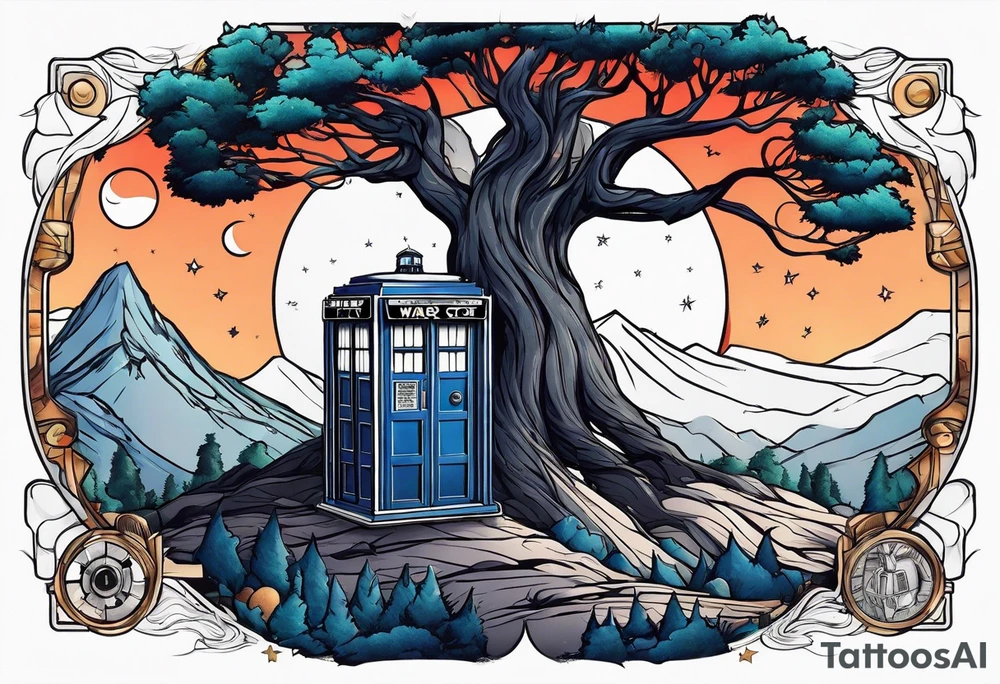 Tree with Star wars and a tardis tattoo idea