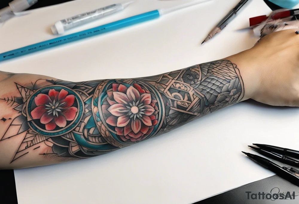 medical stitches reattaching arm tattoo idea