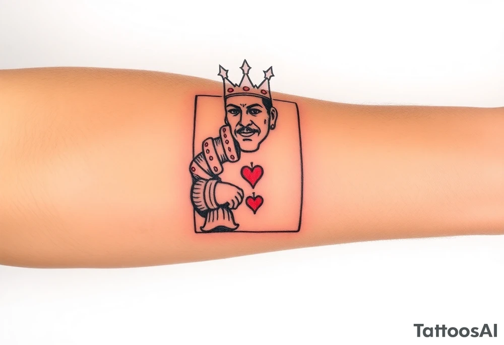 neo traditional king of hearts tattoo idea