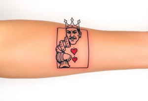 neo traditional king of hearts tattoo idea