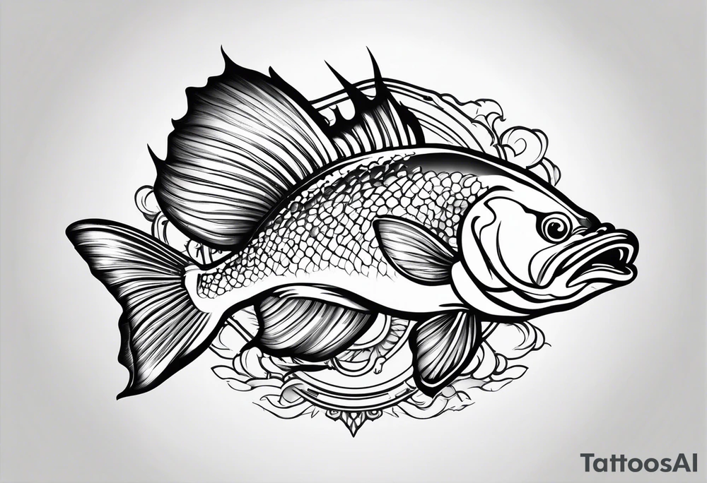 outline walleye simple small no scales tattoo idea