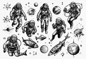 scuba diver in space tattoo idea