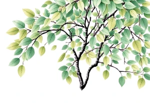birch tree with light coloured leaves tattoo idea