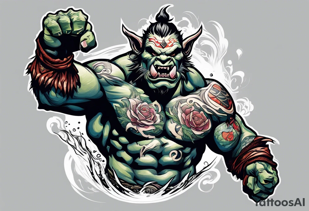 leaping orc tattoo idea