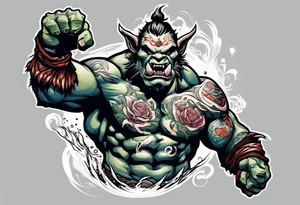 leaping orc tattoo idea