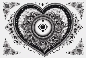 heart surrounded by ring of eyes tattoo idea