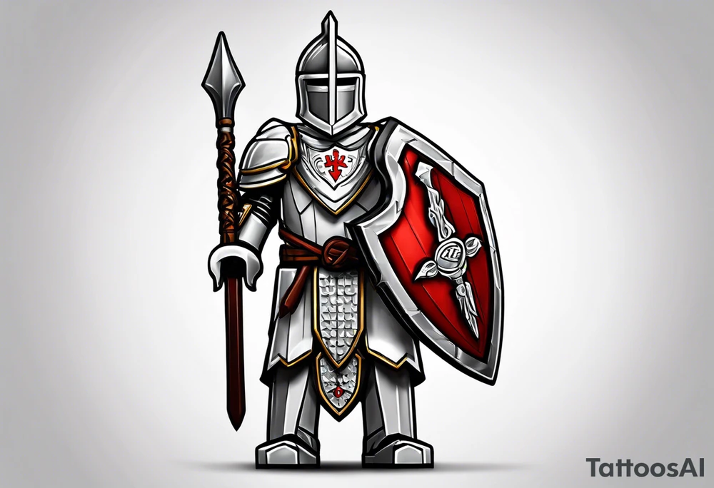 Lego Templar knight, walking with spear tattoo idea
