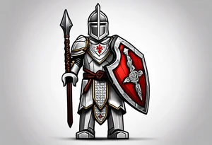 Lego Templar knight, walking with spear tattoo idea