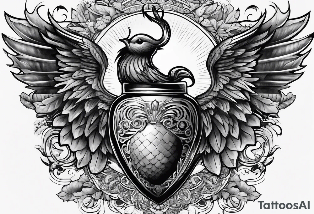 An angelic tattoo featuring an acorn with wings tattoo idea