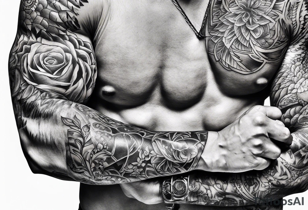 distressed pain tissue elbow man tattoo idea
