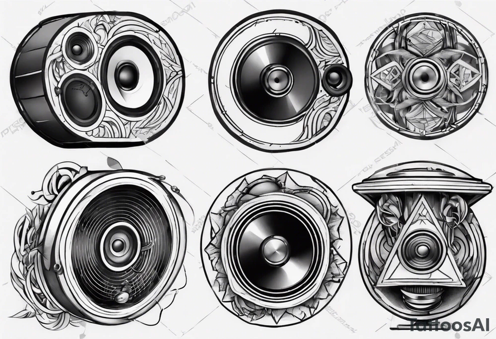 round speaker izometric view tattoo idea