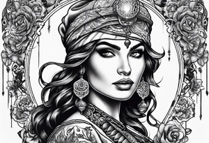 Gypsy with lantern and flintlock pistol tattoo idea