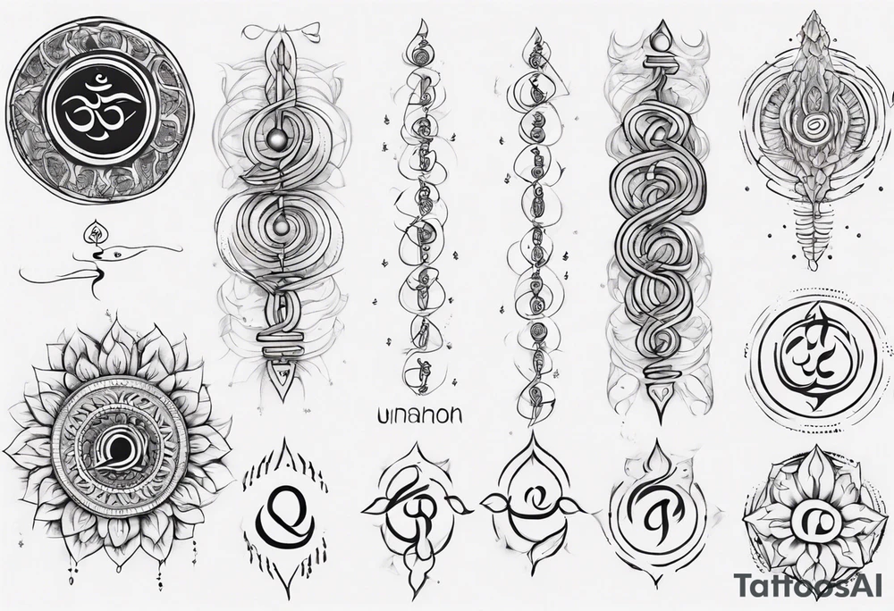 Unalome symbol incorporating sanskrit breathe symbol tattoo idea