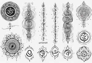 Unalome symbol incorporating sanskrit breathe symbol tattoo idea