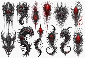 Blood
Tendrils
Black
Pattern
Monster
Gothic tattoo idea