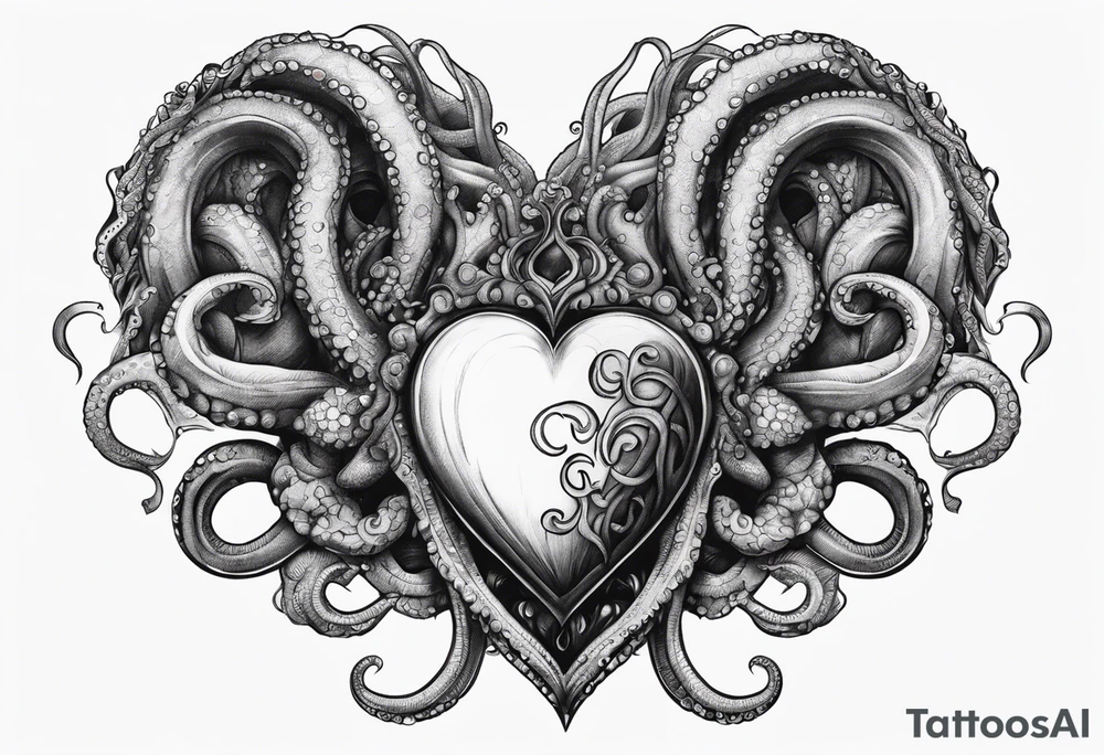 Heart with tentacles tattoo idea