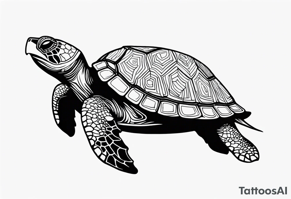 tropical psychedelic turtle tattoo idea