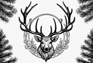 antler fir tree tattoo idea