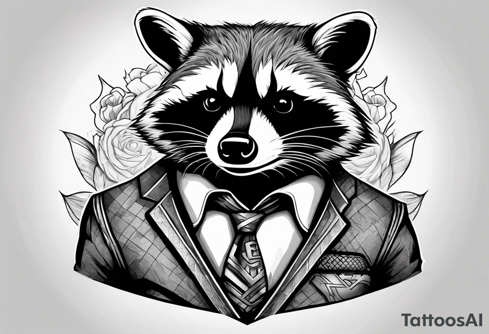 Raccoon wearing a Superman shirt tattoo idea