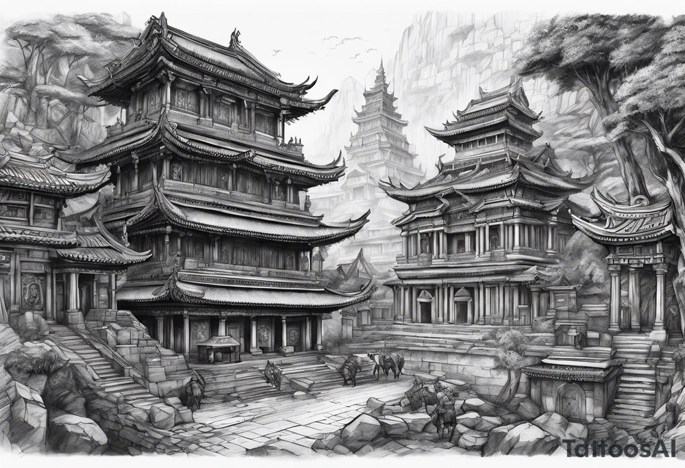Ancient city battle tattoo idea