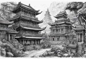 Ancient city battle tattoo idea