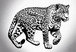 Jaguar tattoo running, top view tattoo idea