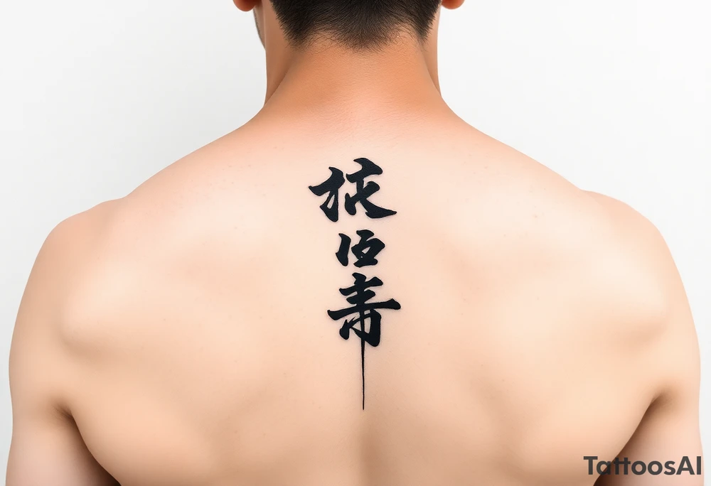 Unique Clean, modern wu wei, vertical tattoo idea