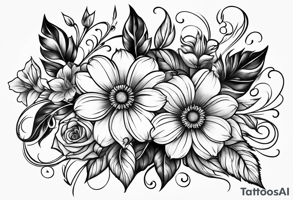 ornaments of flowers tattoo idea