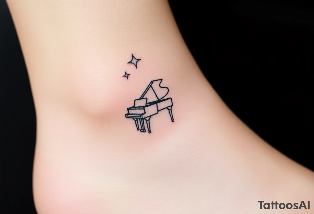 dreamy grand piano under the star tattoo idea