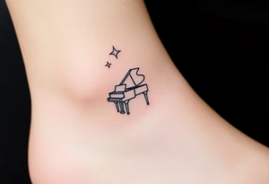 dreamy grand piano under the star tattoo idea