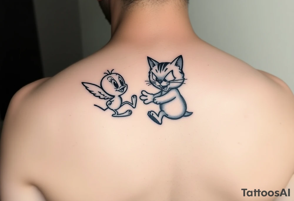 Tweetybird and his girlfriend beating up Syvester the cat tattoo idea