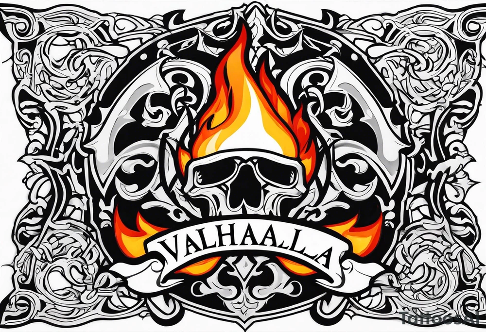 Valhalla flames tattoo idea