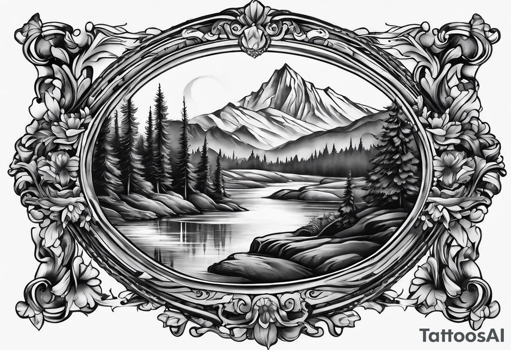 Vintage picture frame tattoo sleeve tattoo idea Vintage picture frame tattoo sleeve tattoo idea