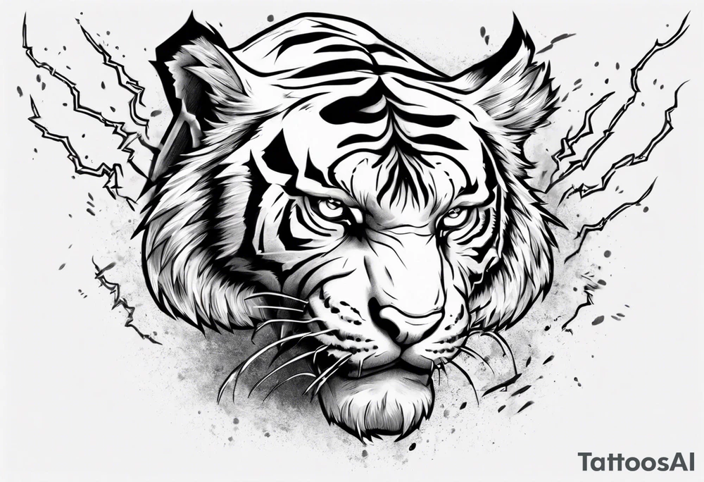 A tiger surrounded by lightning for a forearm sleeve. Also leaving room for a symbol to be below the tiger tattoo idea