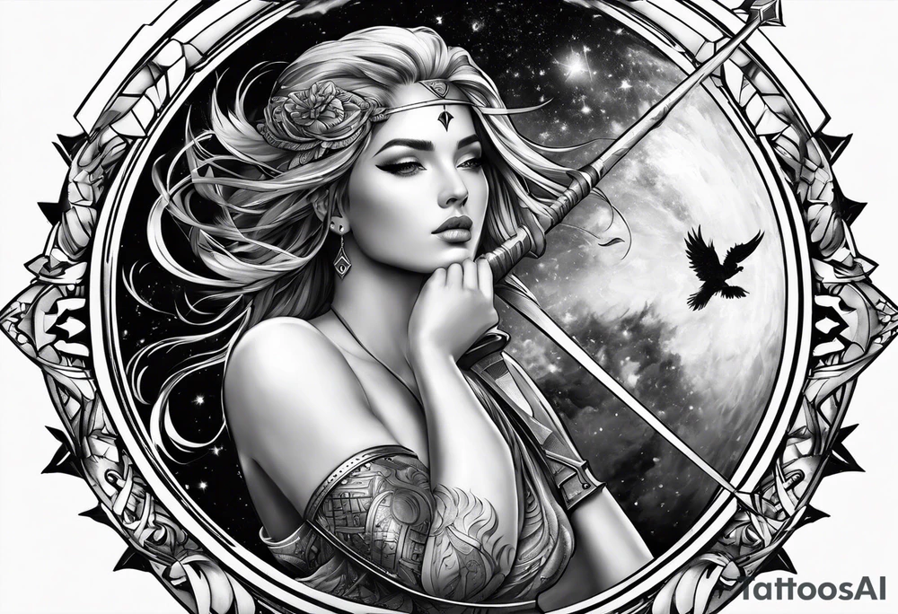 Sagittarius  realistic men tattoo idea