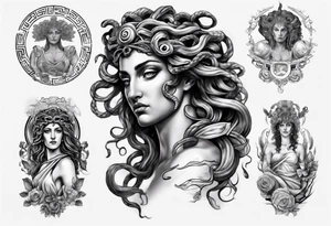 Greek Medusa mythology sleeve tattoo idea