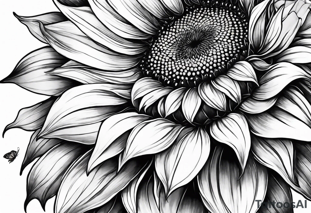 Sunflower with butterfly half leg sleeve tattoo idea