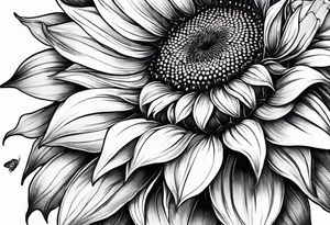 Sunflower with butterfly half leg sleeve tattoo idea