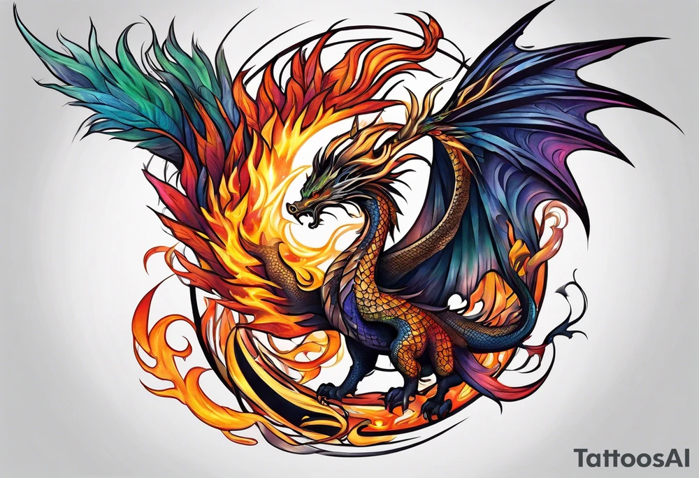 majestic  dragon and phoenix tattoo tattoo idea