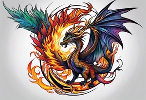 majestic  dragon and phoenix tattoo tattoo idea