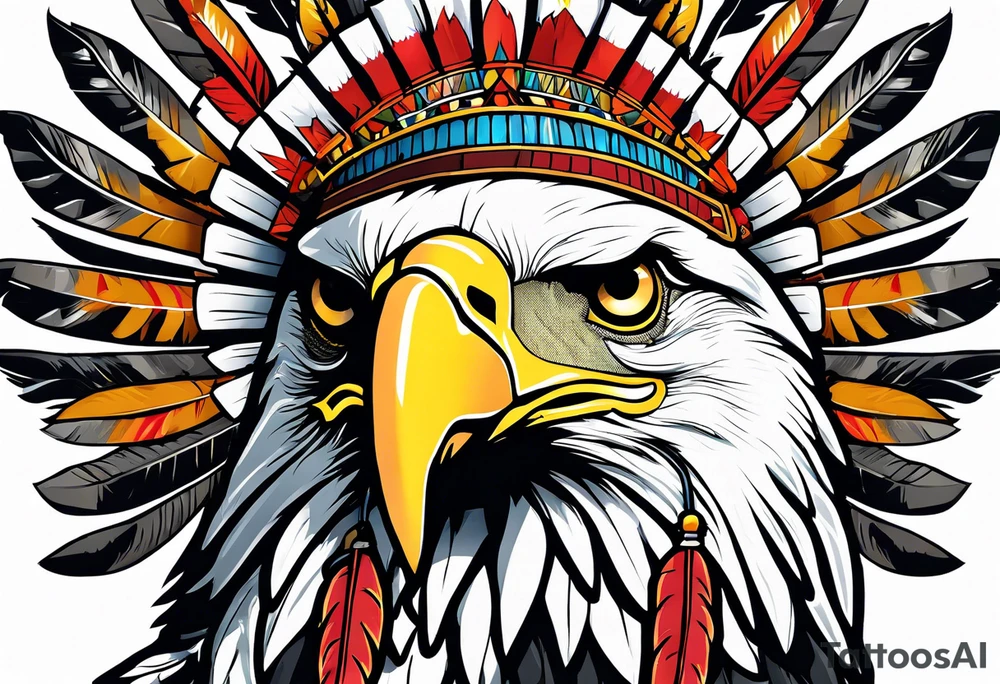 Eagle with native war bonnet tattoo idea