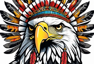 Eagle with native war bonnet tattoo idea