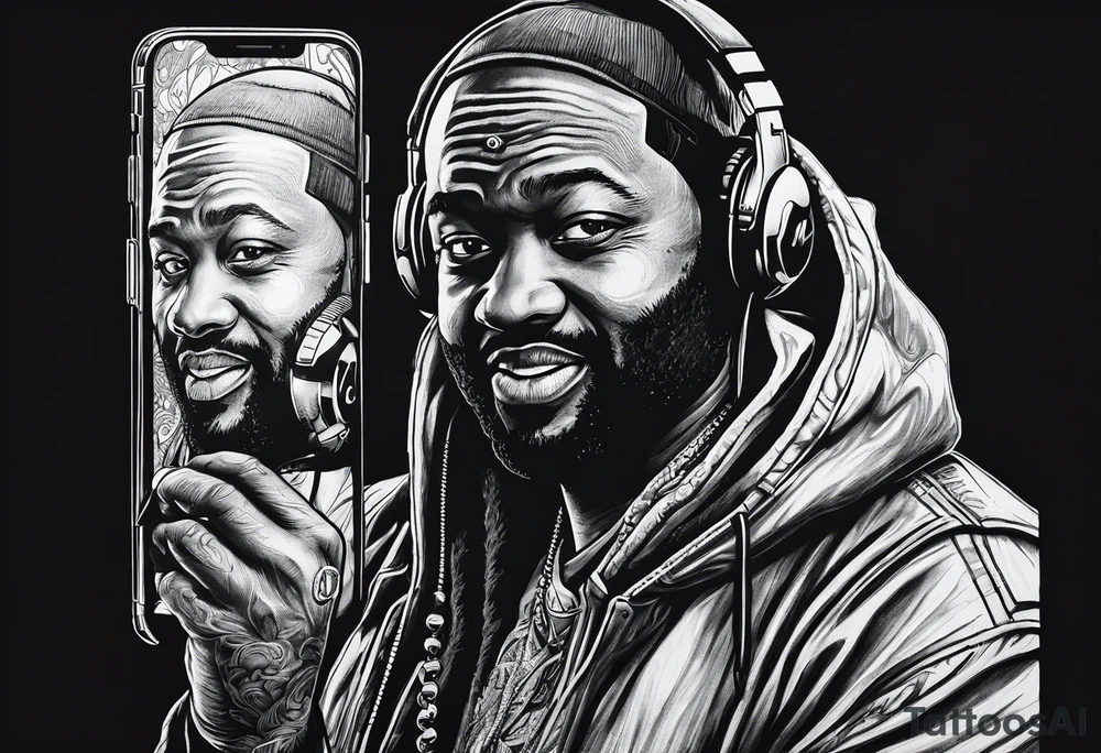 ghostFACE WITH PHONE IM 80 STYLE tattoo idea