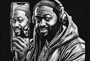 ghostFACE WITH PHONE IM 80 STYLE tattoo idea