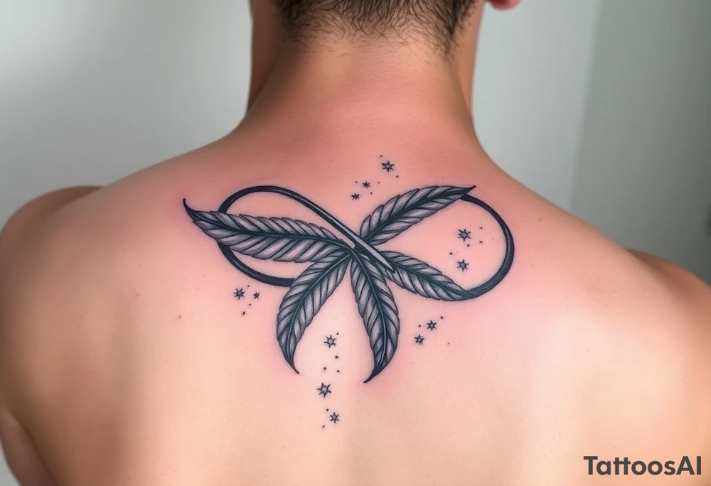 infinity symbol woven with floating feathers and stardust tattoo idea infinity symbol woven with floating feathers and stardust tattoo idea