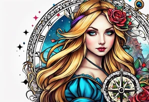 Compass dreams Alice wonderland tattoo idea