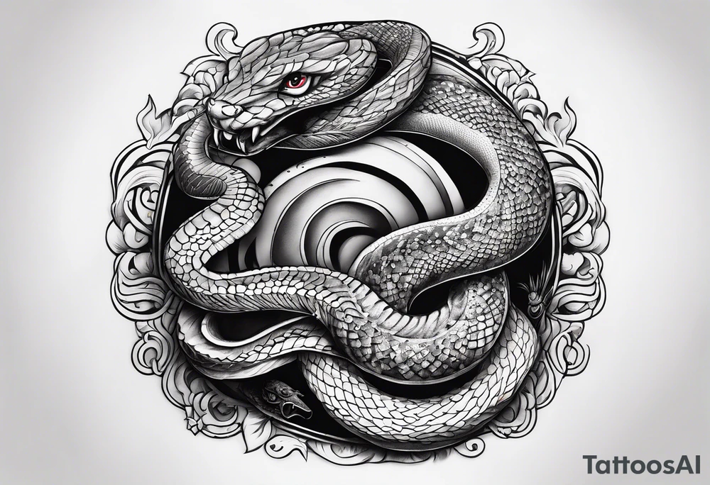 Quote "By Demons be Driven, Beckon the Call" with a snake tattoo idea