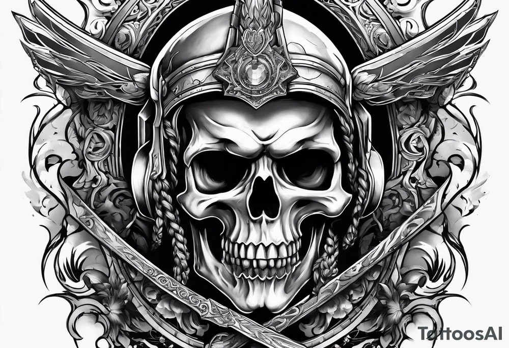 Halo energy sword through skull tattoo idea
