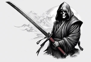 katana with grim reaper tattoo idea