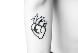 Heart and moon combination tattoo idea